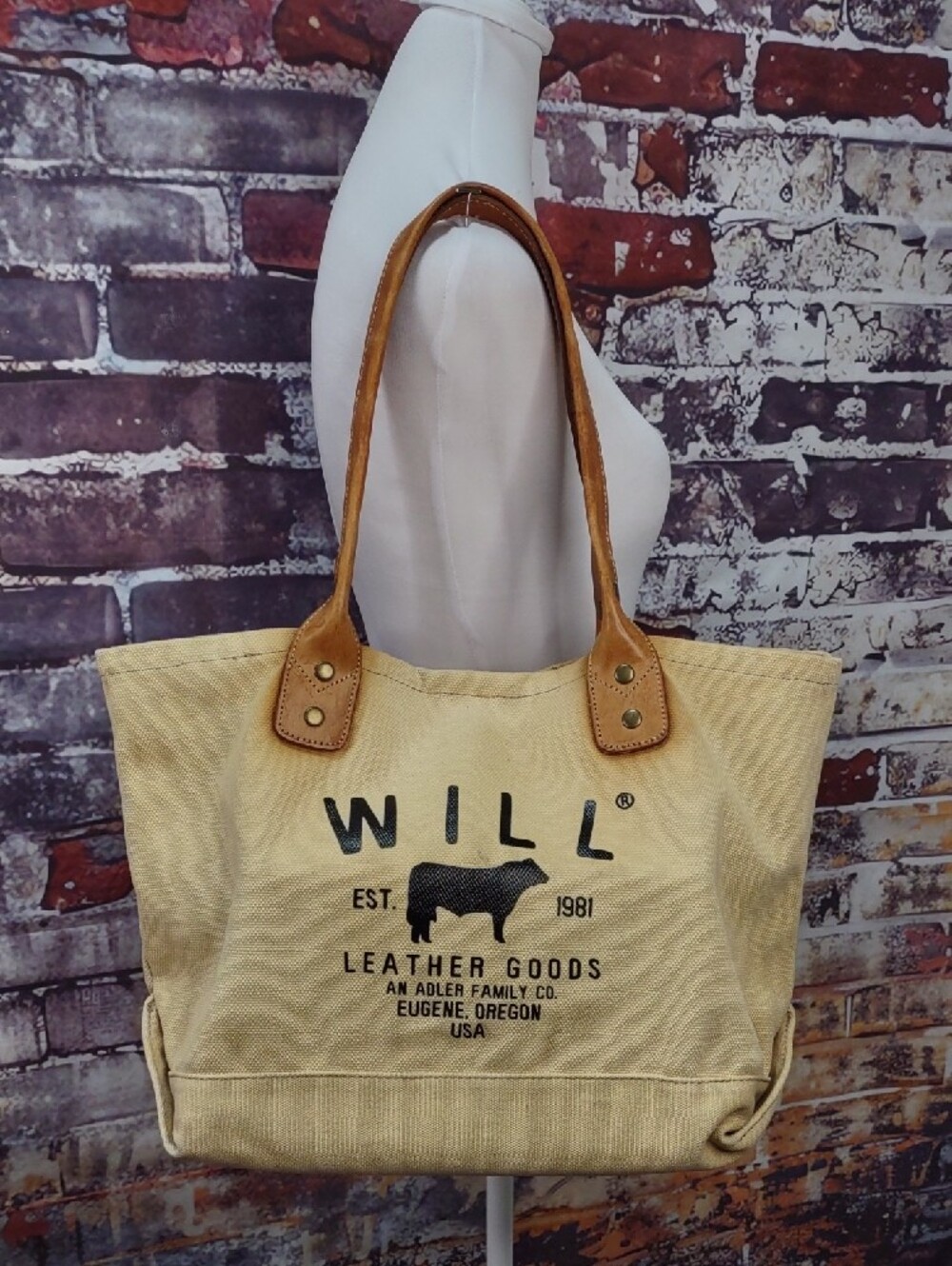 Will® Leather Goods Canvas Tote Bag with Leather Handles